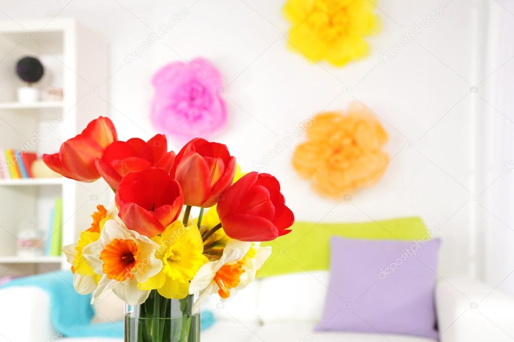Flowers in vase on home interior