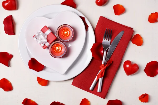 Configuração de mesa para dia dos namorados — Fotografia de Stock