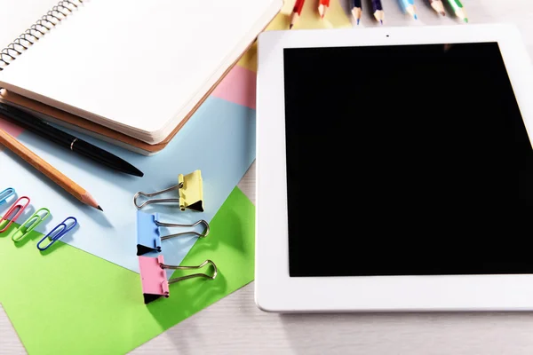 Tablet PC with office supplies — Stock Photo, Image