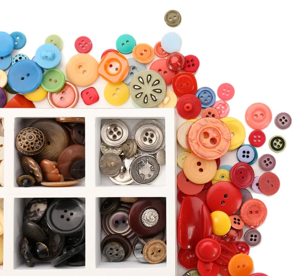 Colorful sewing buttons isolated on white — Stock Photo, Image