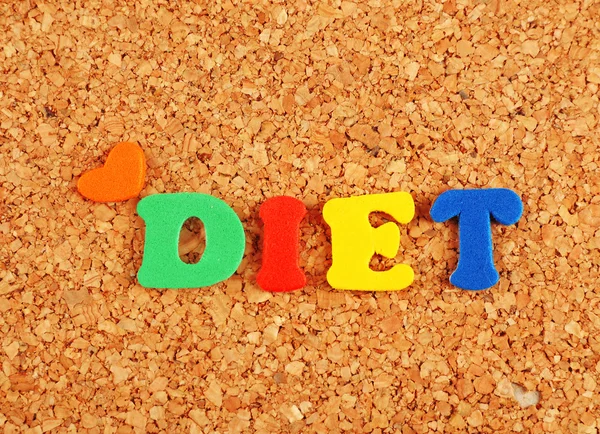 Diet word on cork board — Stock Photo, Image