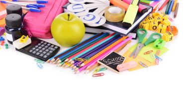 okul kırtasiyesi beyaza izole edildi