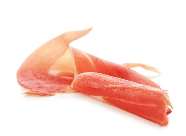 Sliced of jamon isolated on white background — Stock Photo, Image