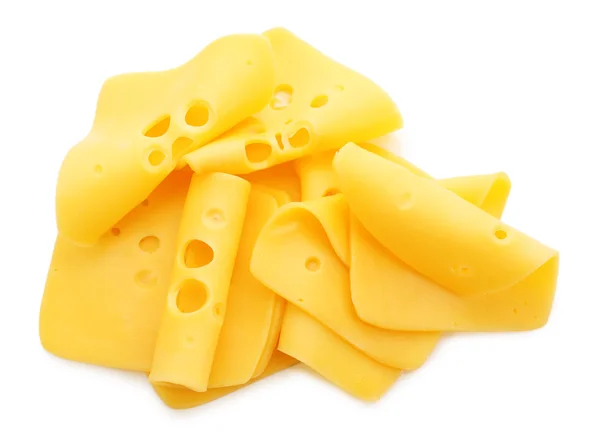 白で隔離されるスライス チーズ — ストック写真