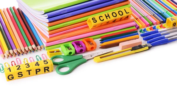 School stationery isolated on white — Stock Photo, Image