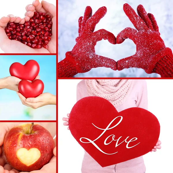 Collage of different hearts images — Stock Photo, Image