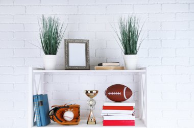 Raflardan kitapları ile ve dekoratif