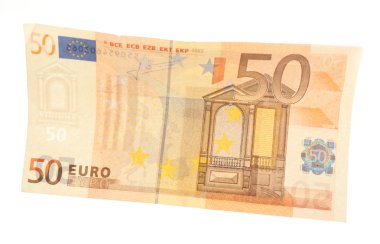 Avro banknotu beyazda izole edildi