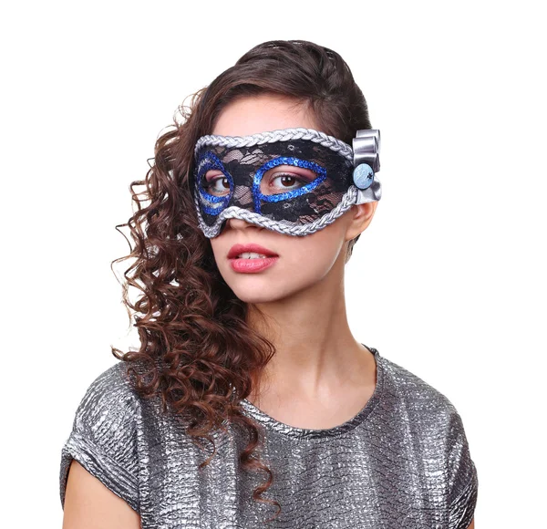 Beautiful girl with masquerade mask — Stock Photo, Image