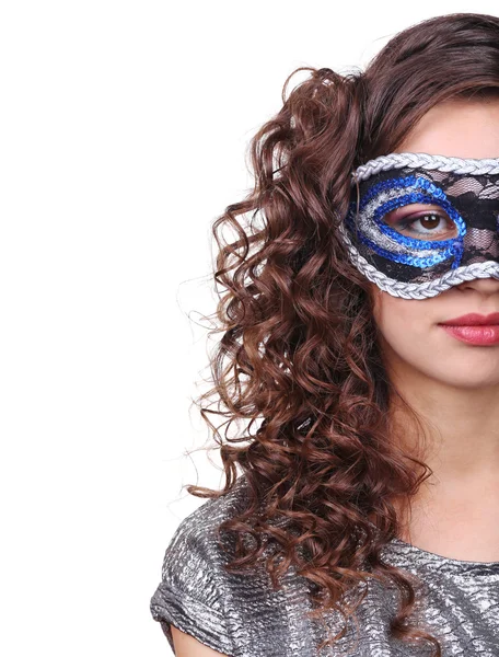 Beautiful girl with masquerade mask — Stock Photo, Image