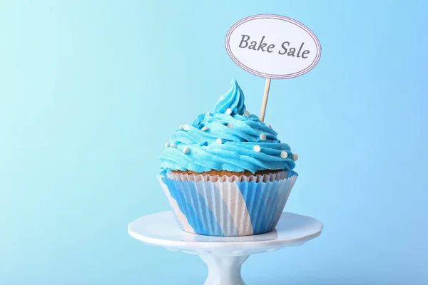 Delicious cupcake with inscription — Stock Photo, Image