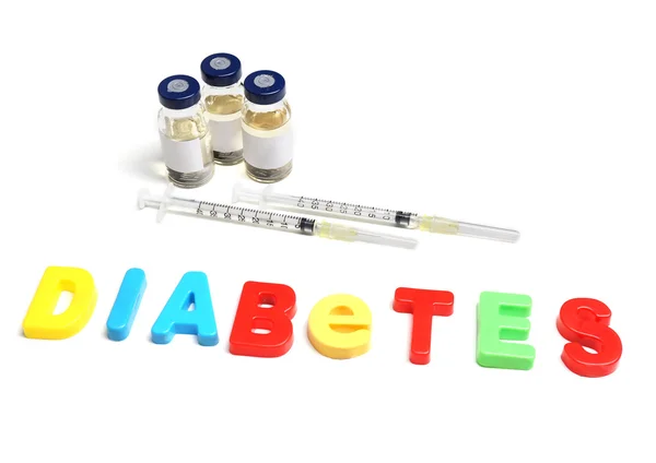 Injections and word Diabetes — Stock Photo, Image