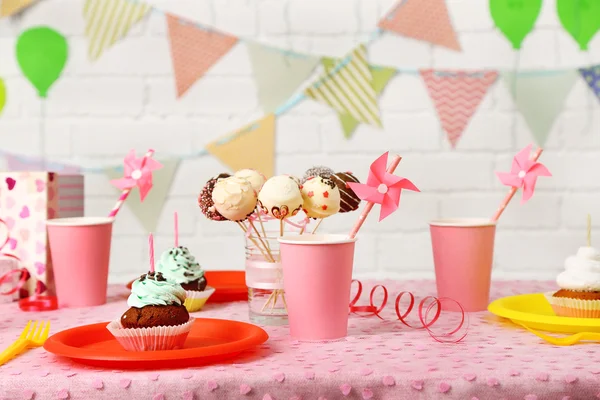 Birthday table for children party — Stock Photo, Image