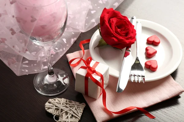 발렌타인 하루 테이블 설정 — 스톡 사진