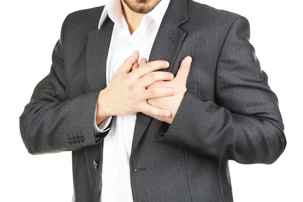 Muž trpící bolestí na hrudi - infarkt — Stock fotografie