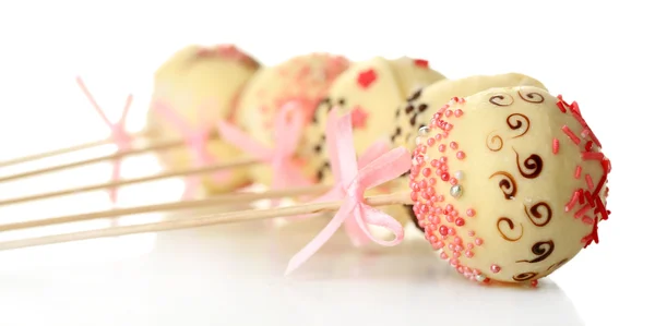 Välsmakande cake pops, isolerad på vit — Stockfoto