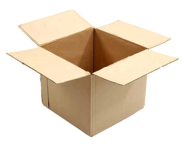 Brown cardboard box isolated on white — Stock Photo, Image