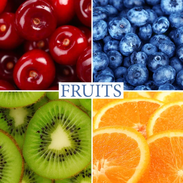 果物や果実のカラフルなコラージュ — ストック写真
