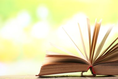 Bulanık parlak zemin üzerine açık kitap