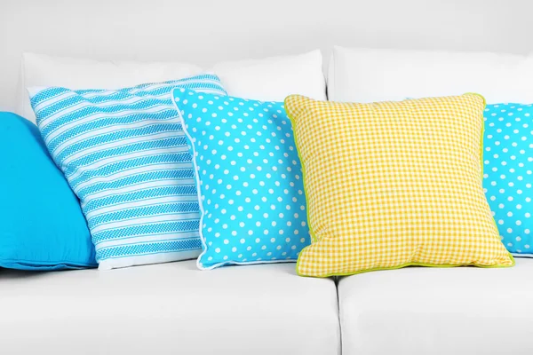Sofa with colorful pillows — Stock Photo, Image