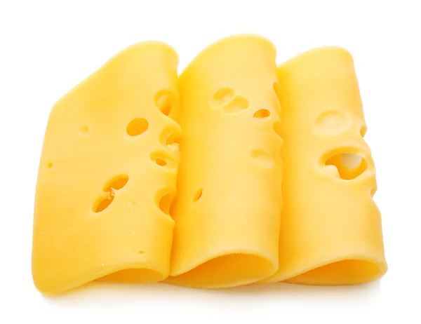 Sliced cheese isolated on white background — Stock Photo, Image