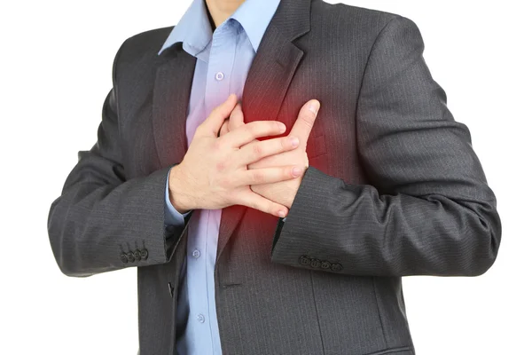 Man having chest pain - heart attack — Stock Photo, Image