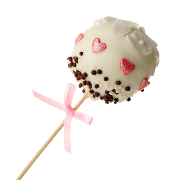 Tasty cake pop, isolated on white — Stock Photo, Image