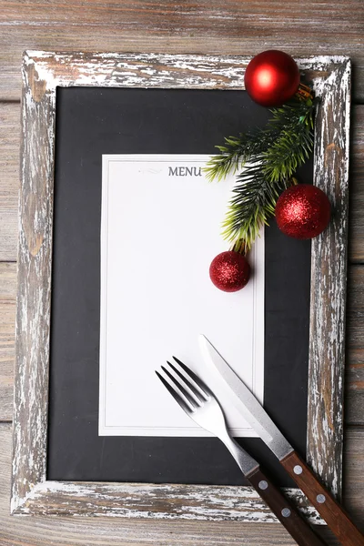 Tablero de menú con decoración de Navidad — Foto de Stock