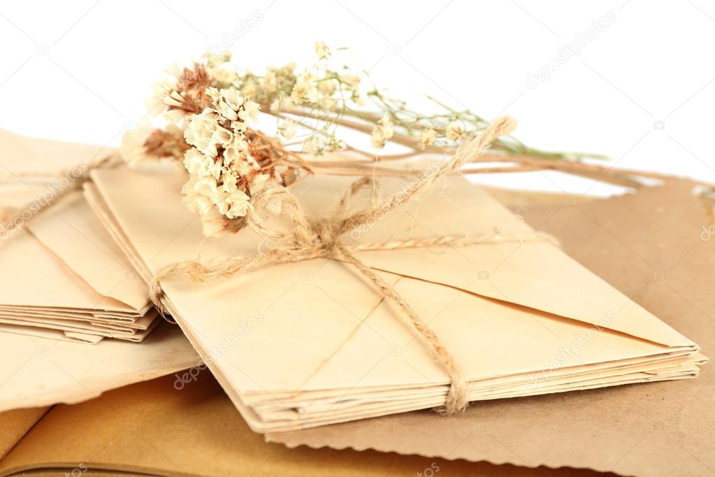 Old letters with dry flowers