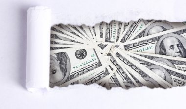 Doları banknot yırtık kağıt üzerinden