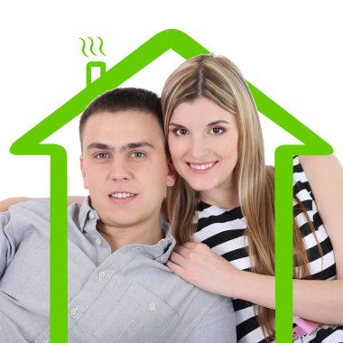 Sevgi dolu çift ev çizim