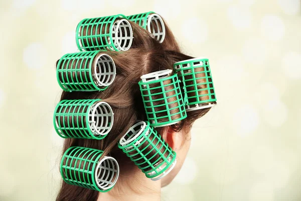 Hair dressing with curler — Stock Photo, Image