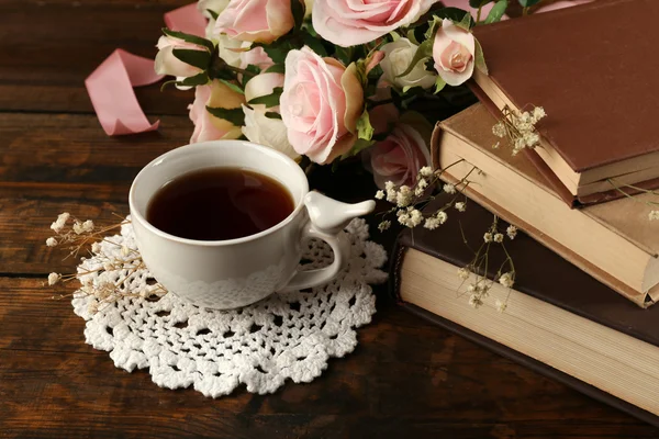 Cup of tea with books — Stock Photo, Image