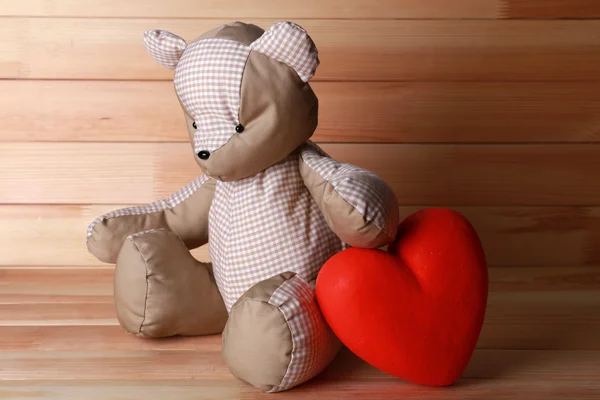 Teddy Bear with red heart — Stock Photo, Image