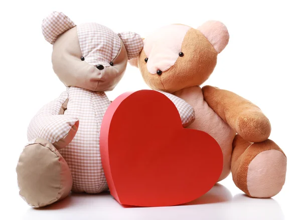 Teddy Bears with red heart — Stock Photo, Image