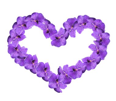 Kalp şeklinde güzel çiçekler beyazda izole edilmiş.