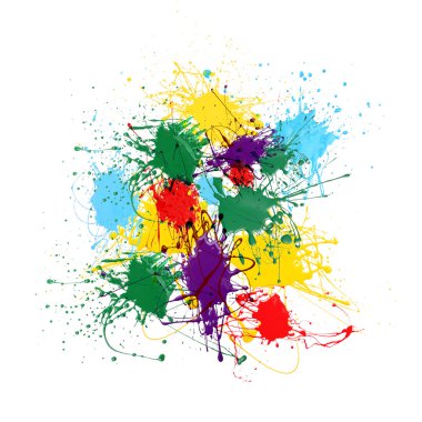 Beyaz izole renkli boya sıçraması