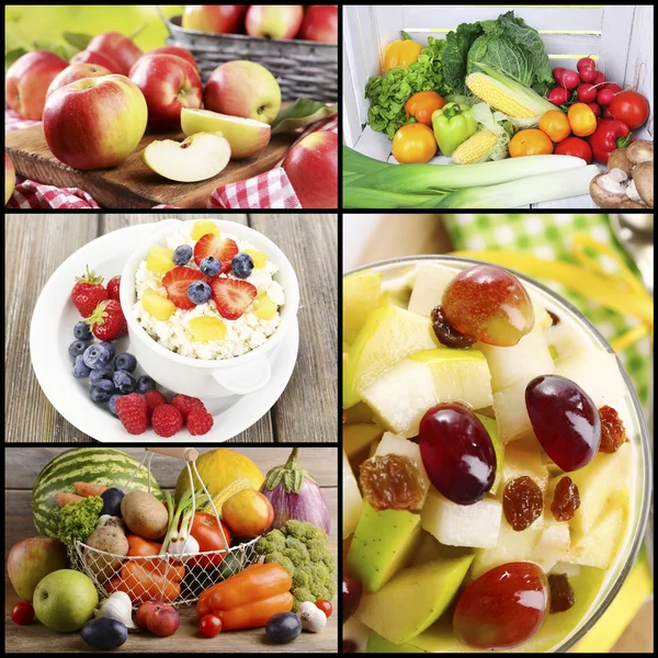 Healthy dishes and products in collage — Stock Photo, Image