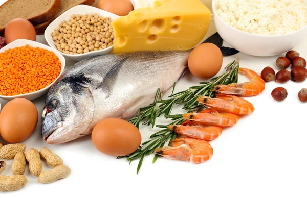 Livsmedel med hög i protein närbild — Stockfoto