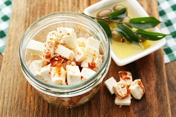 Feta cheese on table — Stock Photo, Image