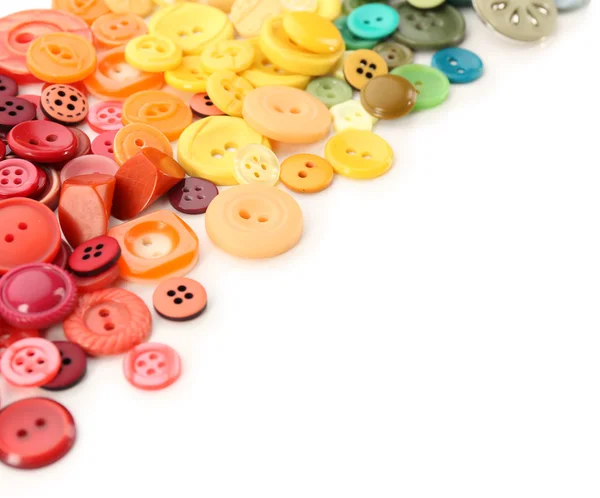 Cadre de boutons à coudre colorés isolés sur blanc — Photo