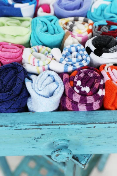 Socks in color drawer — Stock Photo, Image
