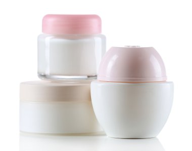 Grup üzerinde beyaz izole Kozmetik Şişeler