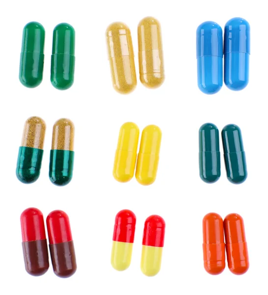 Different colorful pills isolated on white background — Stock Photo, Image