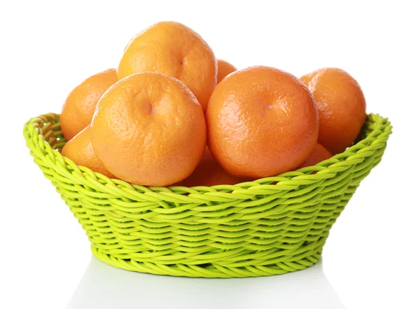 Tangerines in basket isolated on white — Stock Photo, Image