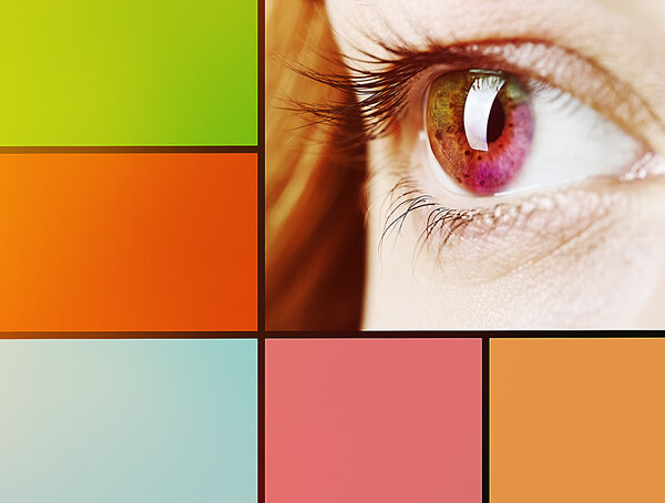 Collage of eye with color palette