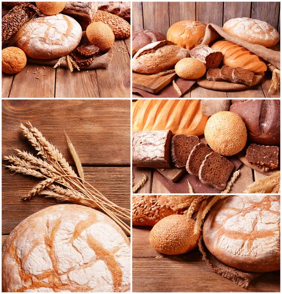 Bread assortment collage — Stock Photo, Image