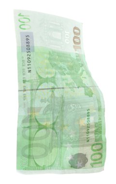 Avro banknotu beyazda izole edildi