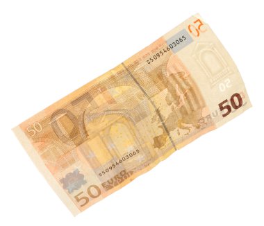 Avro banknotu beyazda izole edildi