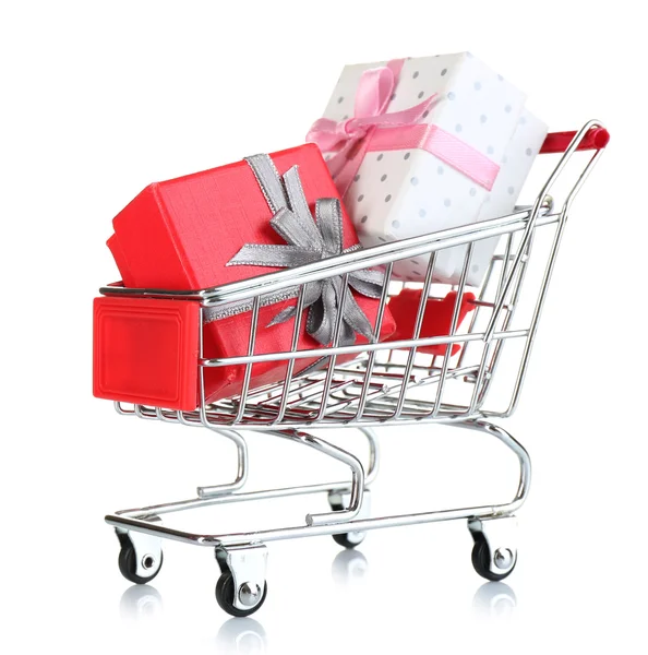 Carro de compras lleno de regalos — Foto de Stock